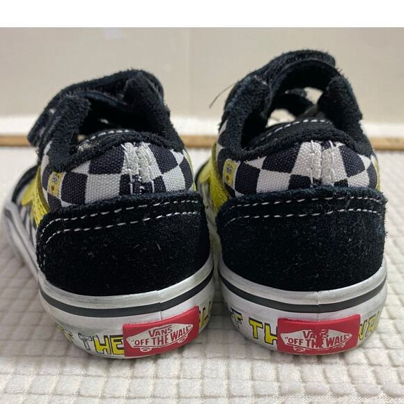 Vans Kids Sneakers Checkerboard Yellow Stripe Blue Sole Size 4 - Picture 8 of 9